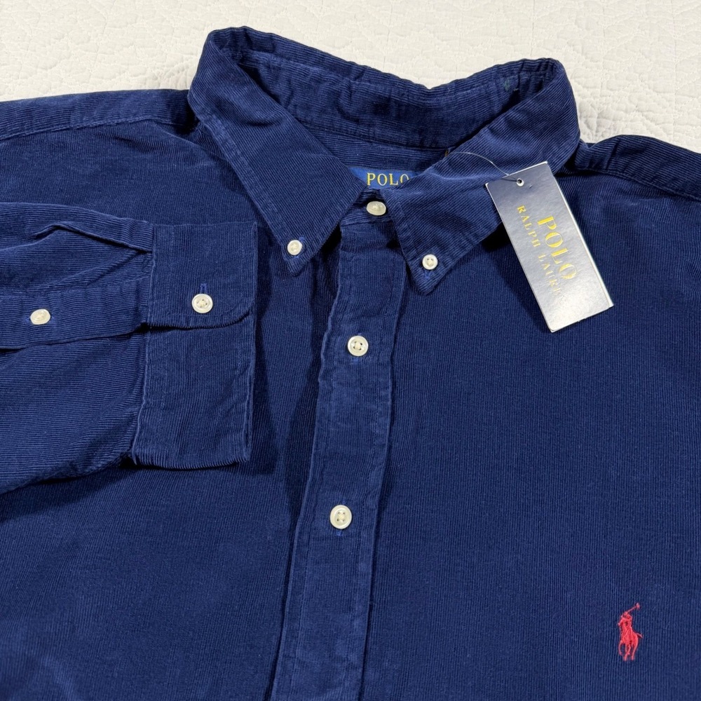 Polo Ralph Lauren Mens 5XB Big Corduroy Shirt Classic Fit Button Down Blue NWT